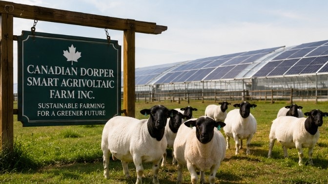 Modern smart farm facility with solar panels